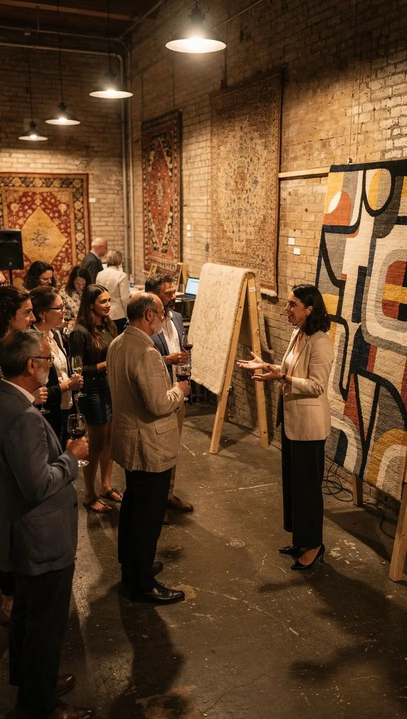 Carpet weaving techniques showcased in a studio setting